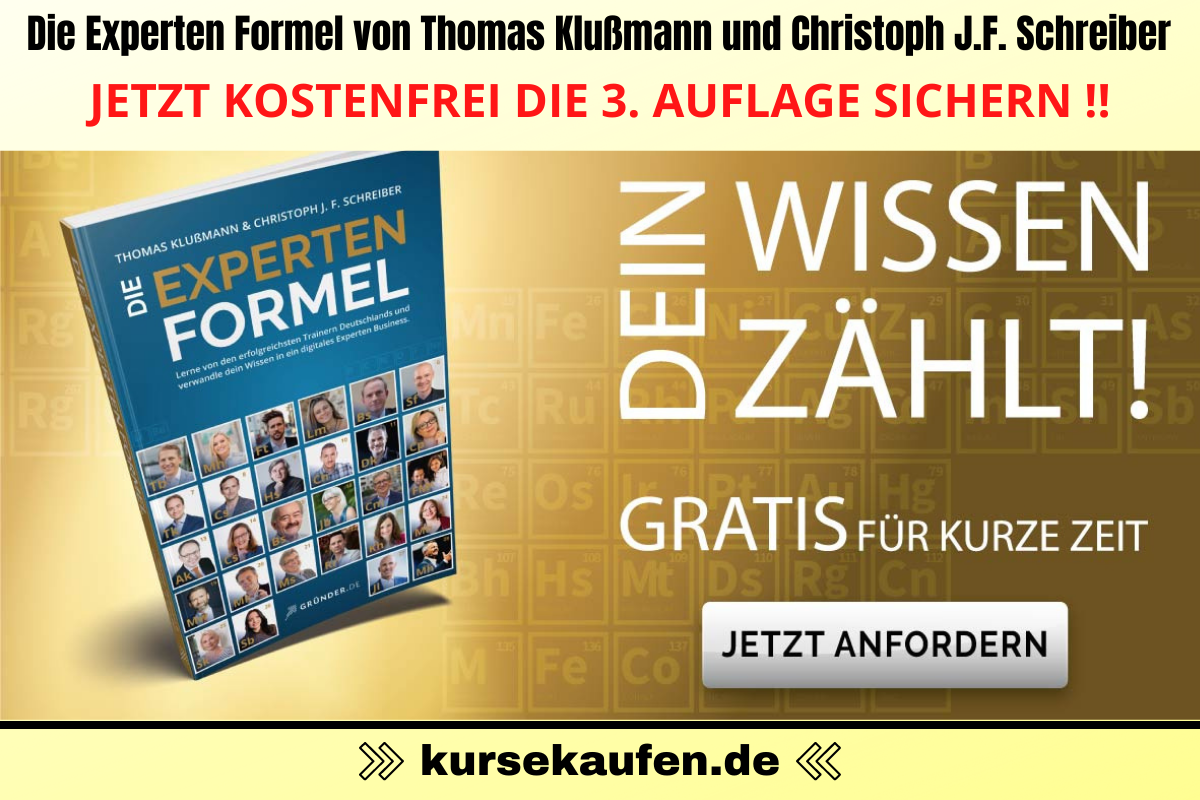 Die Experten Formel von Thomas Klußmann und Christoph J.F. Schreiber An der Experten Formel haben 26 der erfolgreichsten Trainer Deutschlands mitgeschrieben!