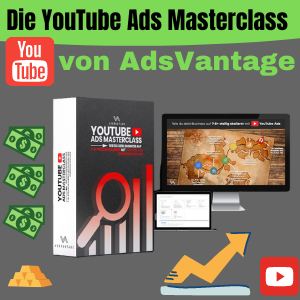 Die YouTube Ads Masterclass von AdsVantage. Profitable YouTubeT Ads schalten, skalieren & nachhaltig Umsatz steigern
