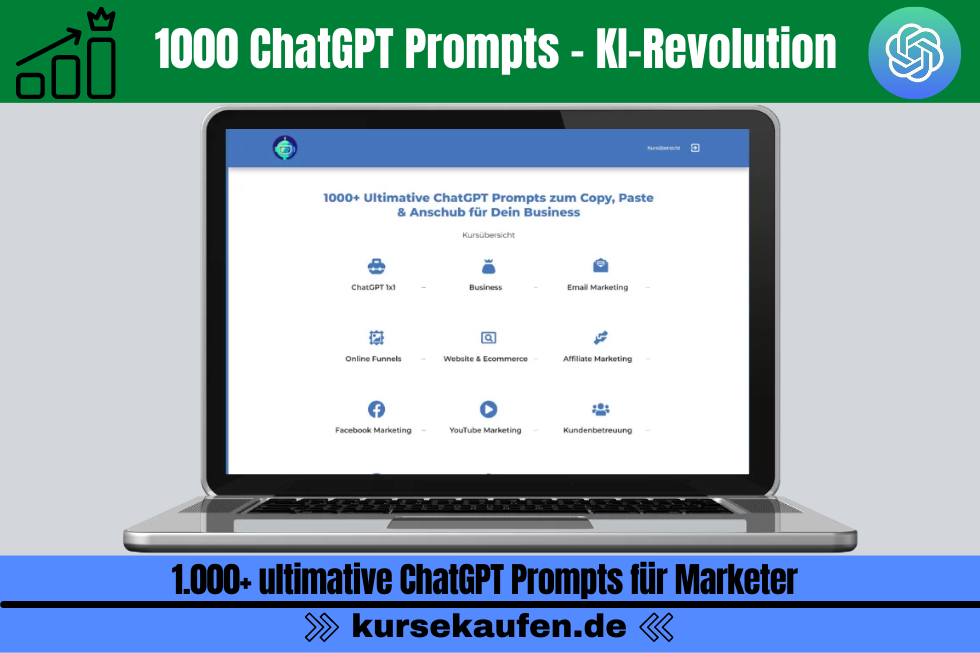 1.000+ ultimative ChatGPT Prompts für Marketer © KI-Revolution.net. Werde vom Gelegenheitsnutzer zum Meister von ChatGPT, damit du nicht den Anschluss an die KI-Revolution verpasst