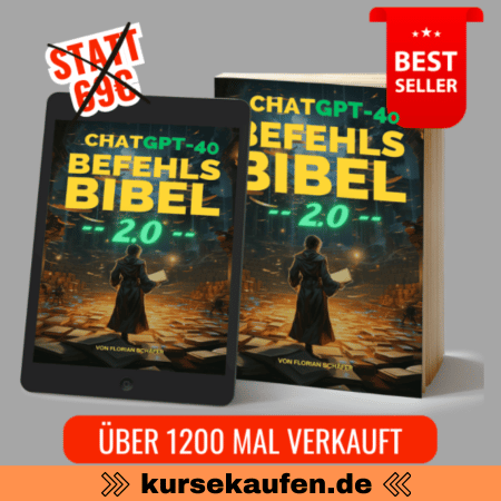 Die ChatGPT Befehls-Bibel 2.0 von Florian Schäfer bietet über 3.500 Power-Befehle, um Deine Produktivität und Gewinne zu maximieren. Entdecke sofort nutzbare Anweisungen!