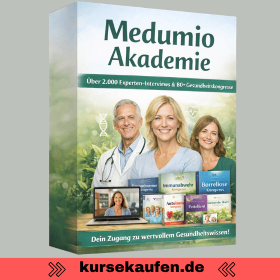 Medumio Gesundheitsakademie - Dein Schlüssel zu umfassendem Gesundheitswissen 8 Entdecke die Medumio Gesundheitsakademie mit über 2.000 Experteninterviews, ganzheitlichem Gesundheitswissen und neuen Kongressen ohne Mehrkosten. Zu sehen sind Kurse der Akademie als 3D-Box dargestellt.