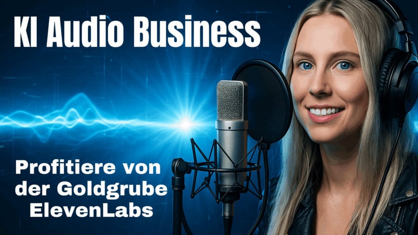 KI Audio Business - Geld verdienen mit ElevenLabs.
Eine Frau spricht in ein Mikrophon einen Text ein und erzeugt ein Audio File
