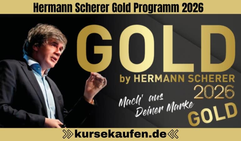 Hermann Scherer Gold Programm 2026. Auf dem Bild ist Hermann Scherer zu sehen, wie er sein Gold-Programm vorzeigt