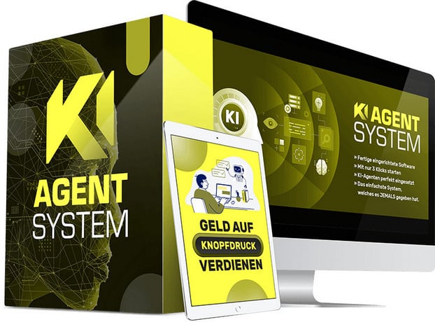 KI Agent System Box Sven Hansen - Tommy Seewald - Claudio TrentoZu sehen ist das Produkt auf einer Box und Bildschirm