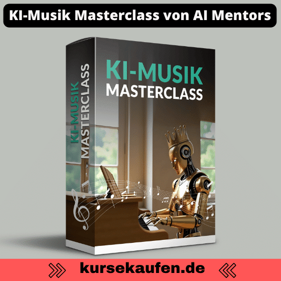 KI-Musik Masterclass von AI Mentors 3 KI-Musik Masterclass von AI Mentors. KI-Musikproduktion mit hoher Qualität. Zu sehen ist das Cover des Kurses