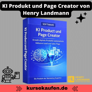 KI Produkt und Page Creator von Henry Landmann. Zu sehen ist das 3D Cover vom Produkt