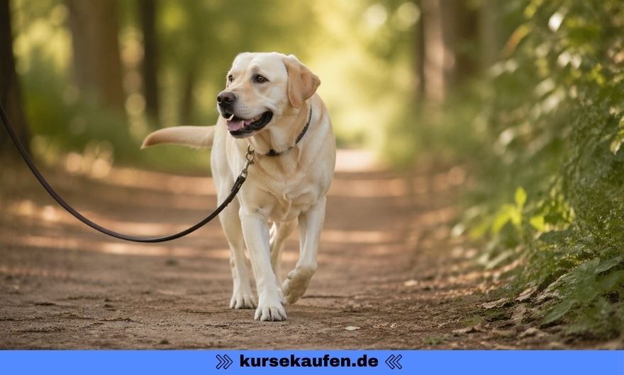 Leinentraining von Carsten Wagner, Onlinekurs für entspannte Spaziergänge mit Hund 3 Leinentraining von Carsten Wagner. Spaziergang mit einem Hund durch den Wald an der LEine