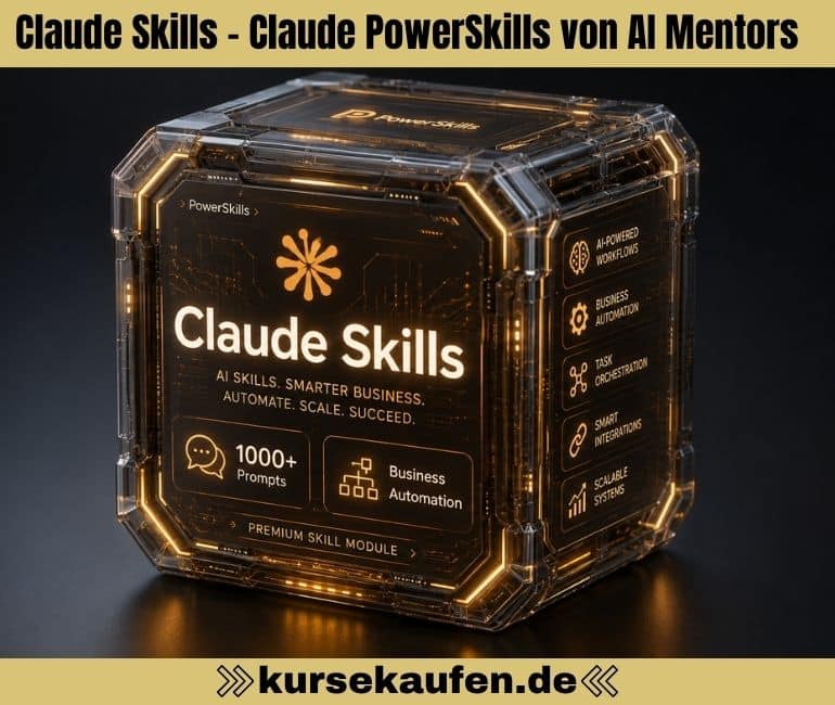 Claude PowerSkills von AI Mentors 5 Claude PowerSkills: 70 Claude Skills, 1000+ Prompts und Boni für Marketing, Sales, Content, E-Commerce und produktivere KI-Workflows.