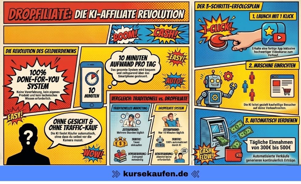Dropfiliate von Ralf Schmitz und Sven Hansen 3 Dropfiliate von Ralf Schmitz und Sven Hansen, KI Affiliate System für Einsteiger. Eine Infobox zum Produkt