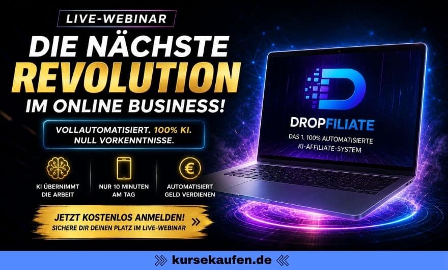 Dropfiliate von Ralf Schmitz und Sven Hansen 4 Dropfiliate von Ralf Schmitz und Sven Hansen, KI Affiliate System für Einsteiger. Die Webinaranmeldung wird gezeigt