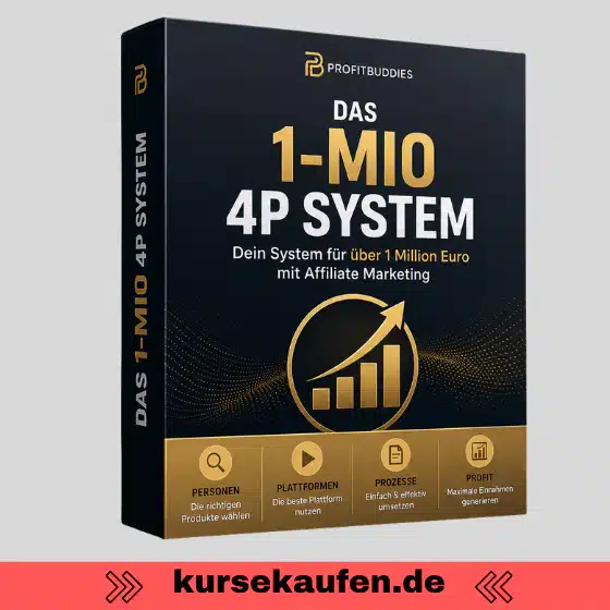 1-Mio 4P System von Profit Buddies - Affiliate-Marketing mit Besucherströmen und KI 5 Das 1-Mio 4P System von Profit Buddies wird als Cover dargestellt