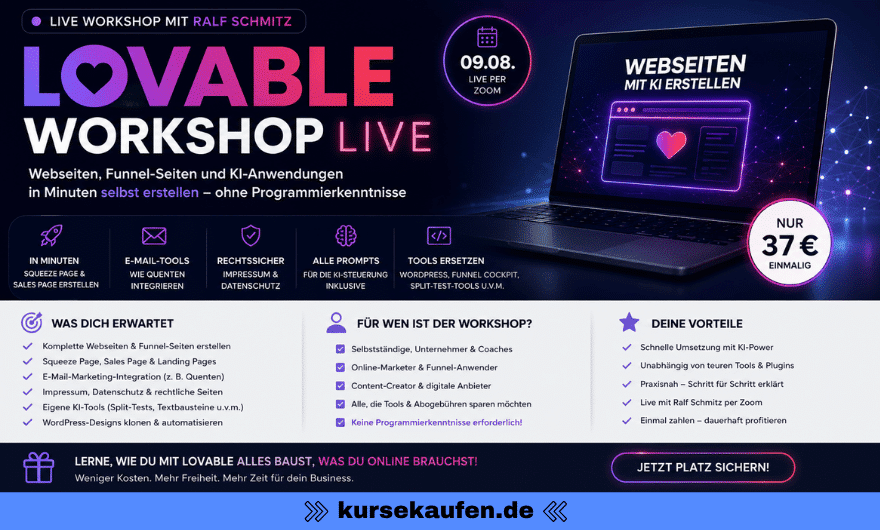 Lovable Workshop Live mit Ralf Schmitz. Alle Infos zum Workshop werden hier beschrieben