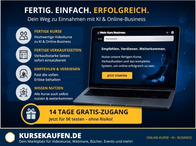 Mein Kurs Business von Sven Meissner 3 Entdecke Mein Kurs Business von Sven Meissner mit KI Kursflatrate, fertigen Salespages und 14 Tagen kostenlosem Zugang.