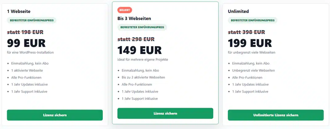WITE Starmail von Wolfgang Mayr - Das Newsletter Plugin für WordPress 4 WITE Starmail von Wolfgang Mayr. Zu sehen sind die Lizenzmodelle vom Newsletter Plugin