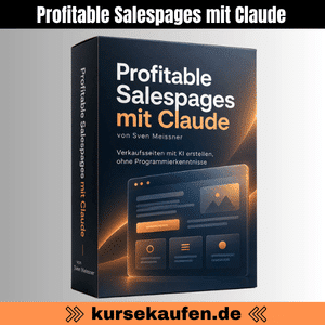 Profitable Salespages mit Claude von Sven Meissner: Lerne, Verkaufsseiten mit KI ohne Programmierung zu erstellen. Zu sehen ist das Produkt als §d Box